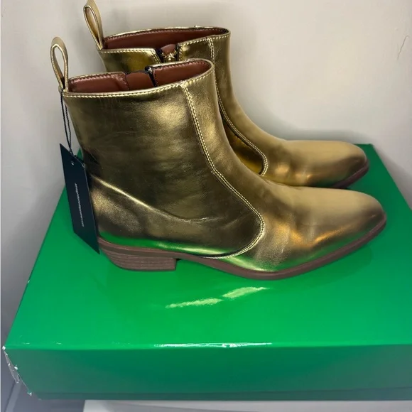 Straight to Hell Gold Ankle Boots - Picture 1 of 6